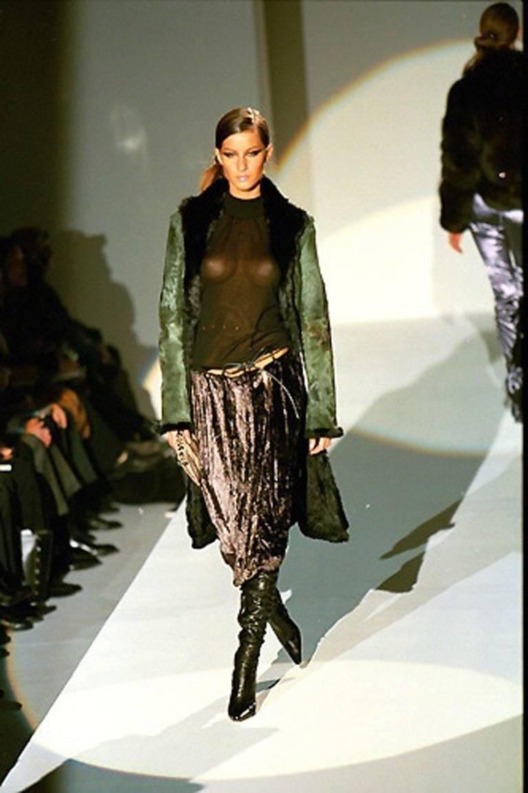 Women's Tom Ford for Gucci 1999 Collection Reversible Emerald Green Fur Coat It. 40 For Sale