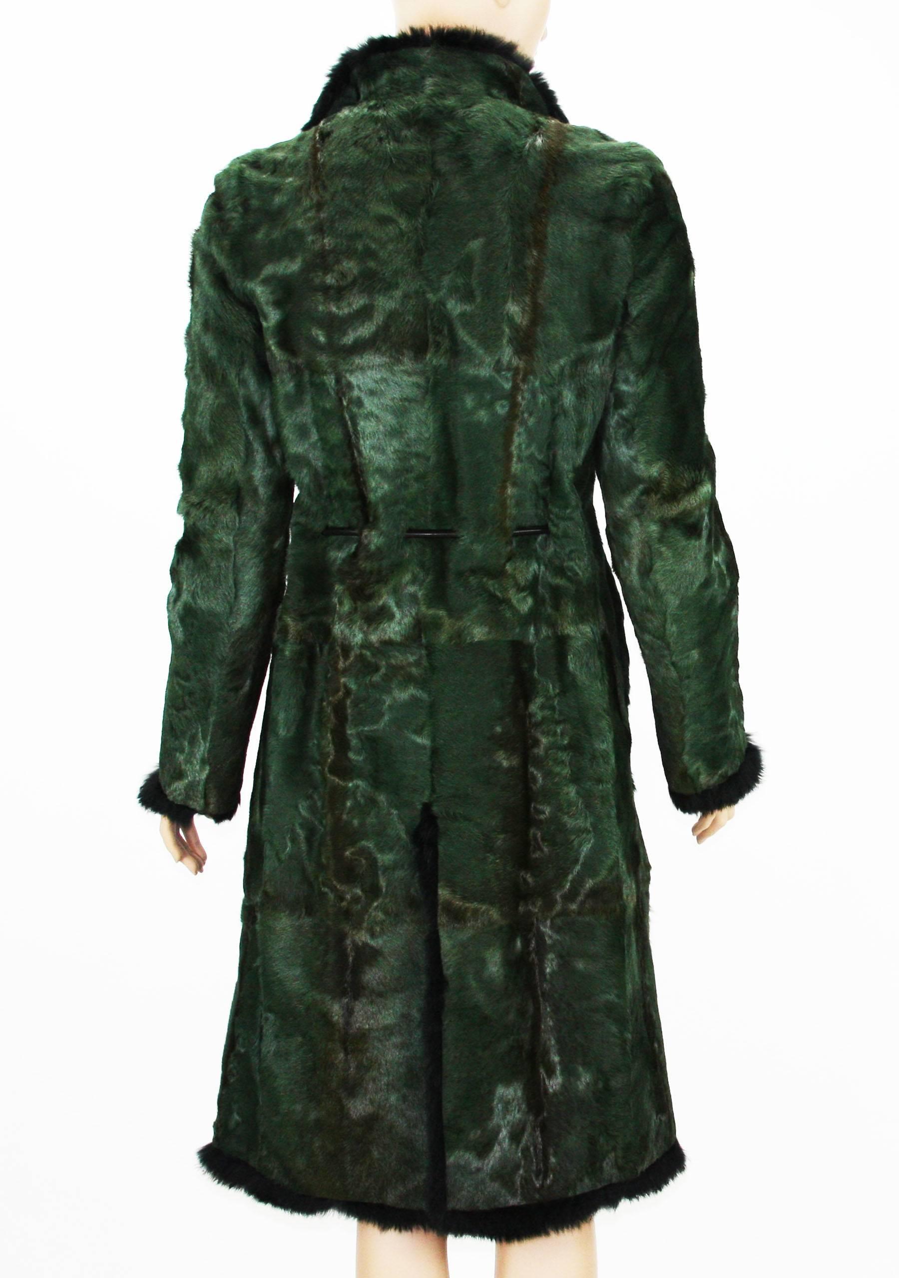Tom Ford for Gucci 1999 Collection Reversible Emerald Green Fur Coat It. 40 For Sale 1