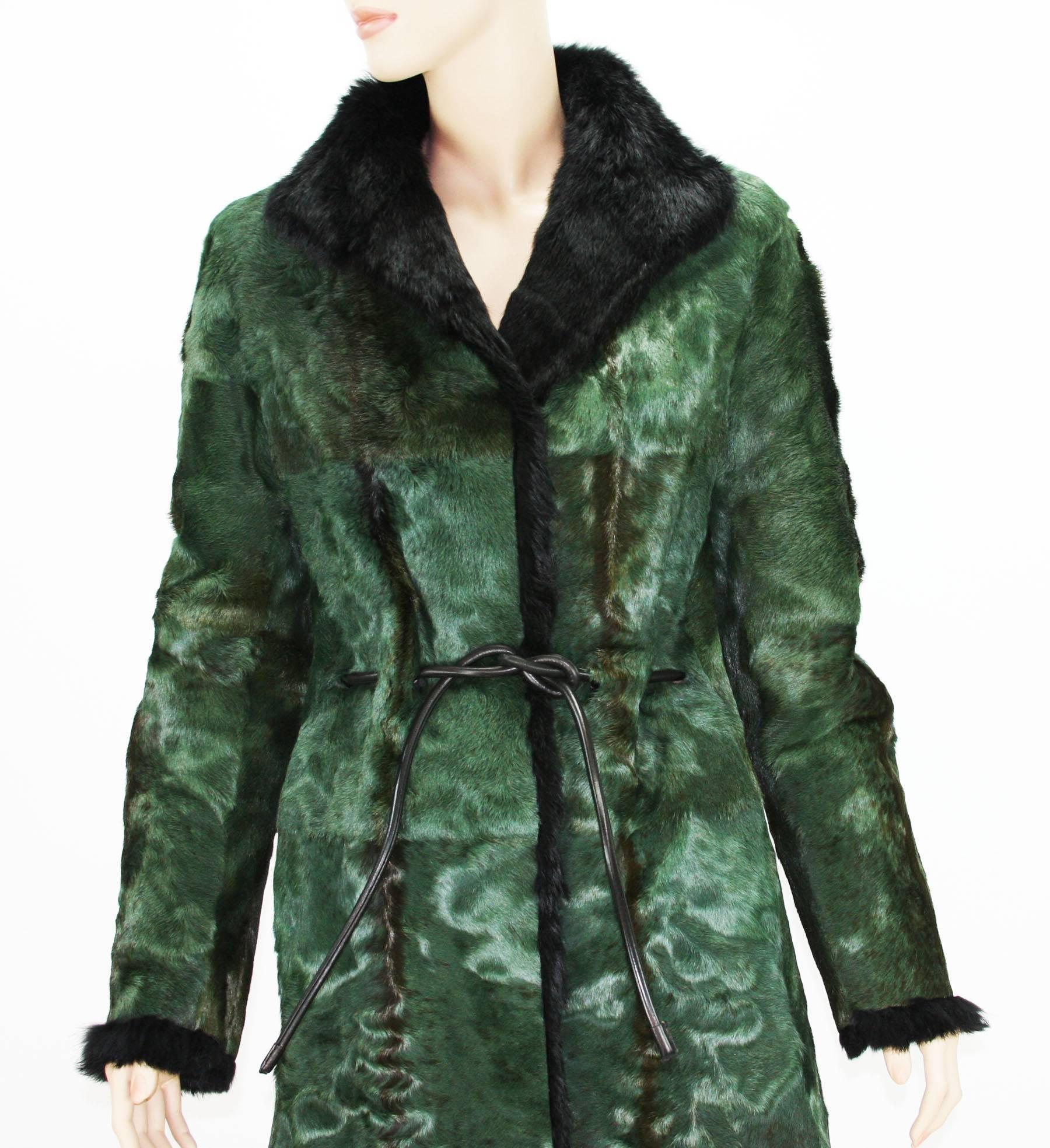 Tom Ford for Gucci 1999 Collection Reversible Emerald Green Fur Coat It. 40 For Sale 2