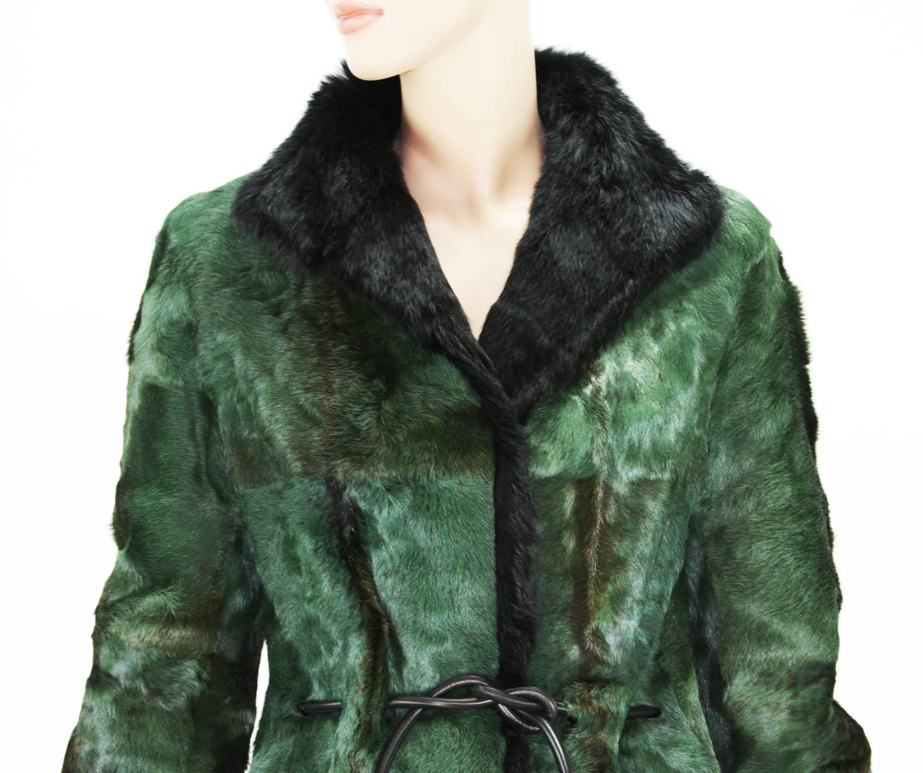 Tom Ford for Gucci 1999 Collection Reversible Emerald Green Fur Coat It. 40 For Sale 3