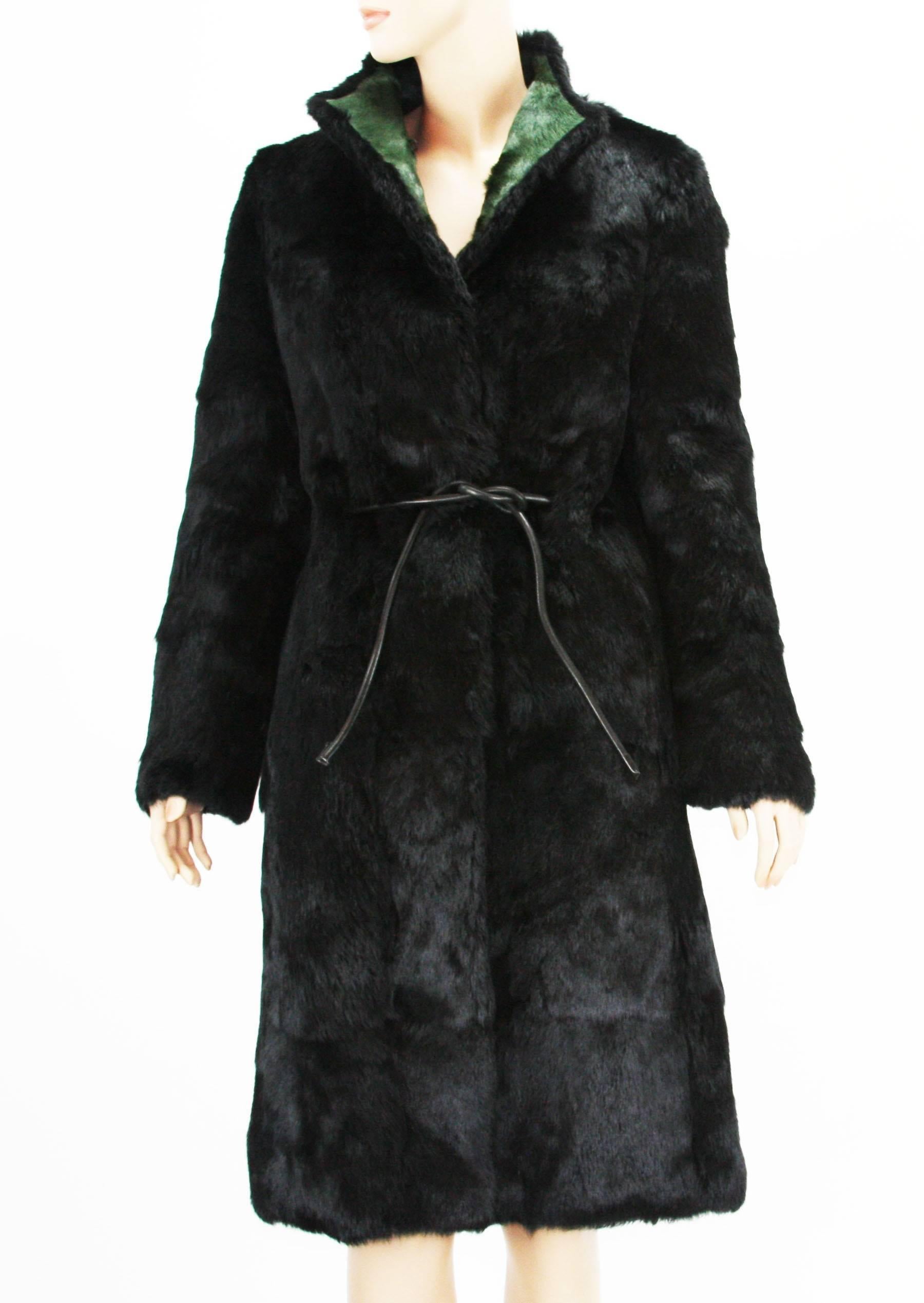 Tom Ford for Gucci 1999 Collection Reversible Emerald Green Fur Coat It. 40 For Sale 5