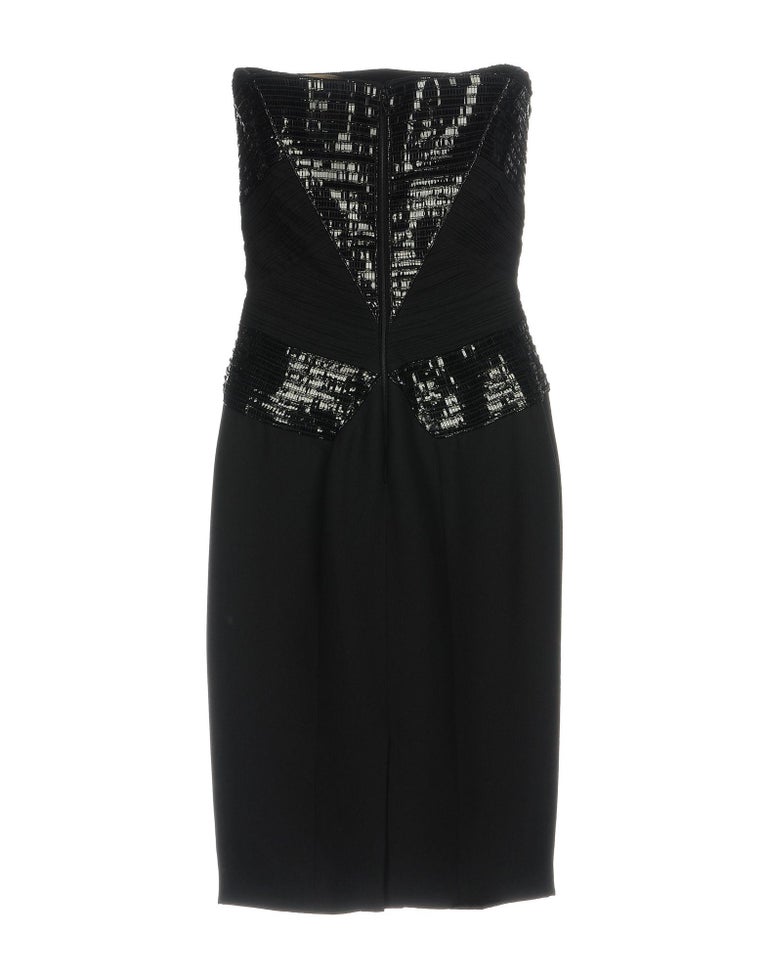 New Versace Patent Leather Embellished Silk Black Cocktail Strapless