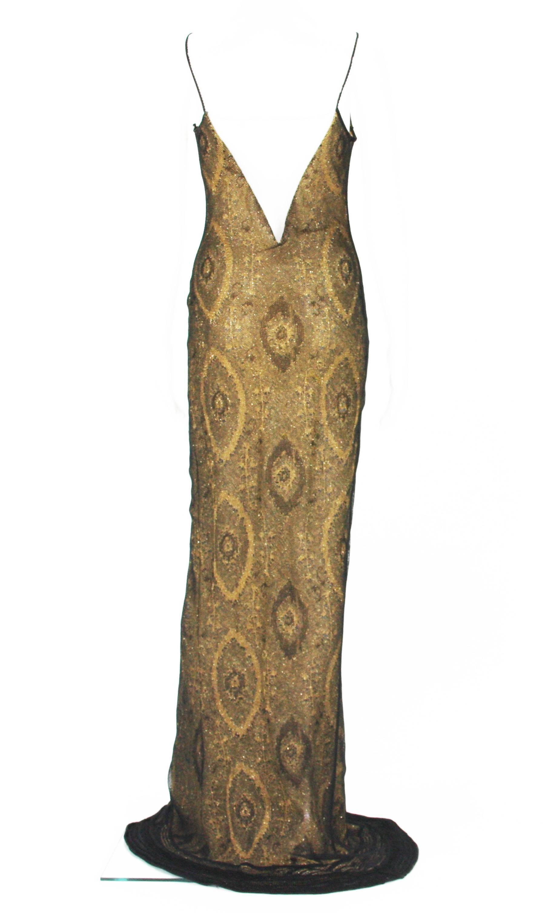 John Galliano S/S 1998 see on Jennifer Aniston SAG Awards Mesh Overlay Dress For Sale 1