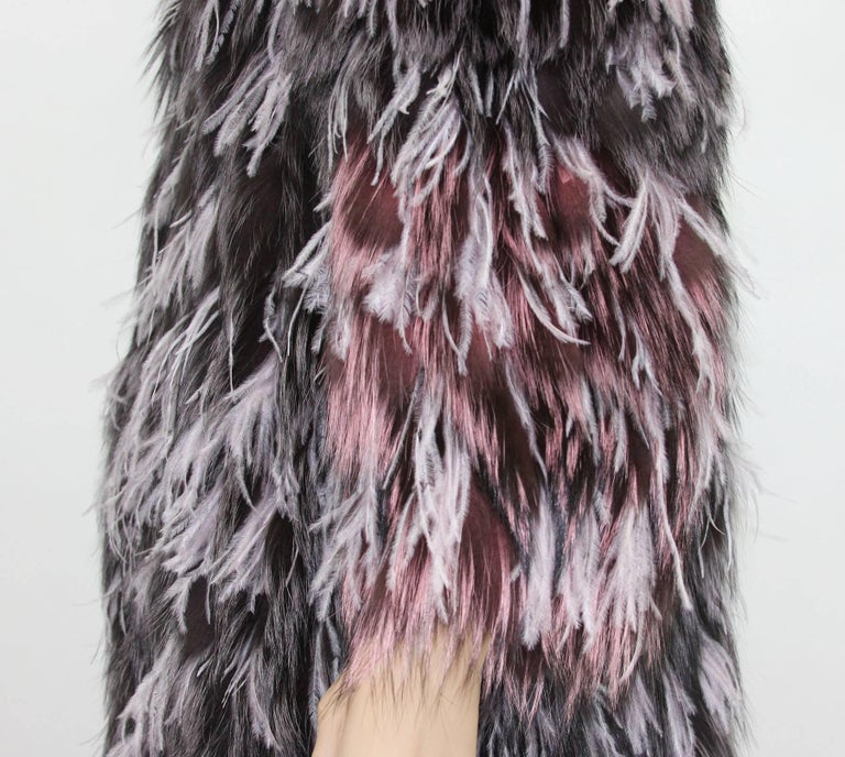 Exotic Oscar de la Renta Ostrich Feathers and Fox Fur Evening Coat Jacket For Sale 3