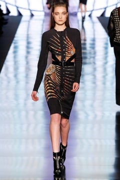 New Etro Runway Cut-Out Waist with Leather Belt Double Closure Dress It 42  US 6