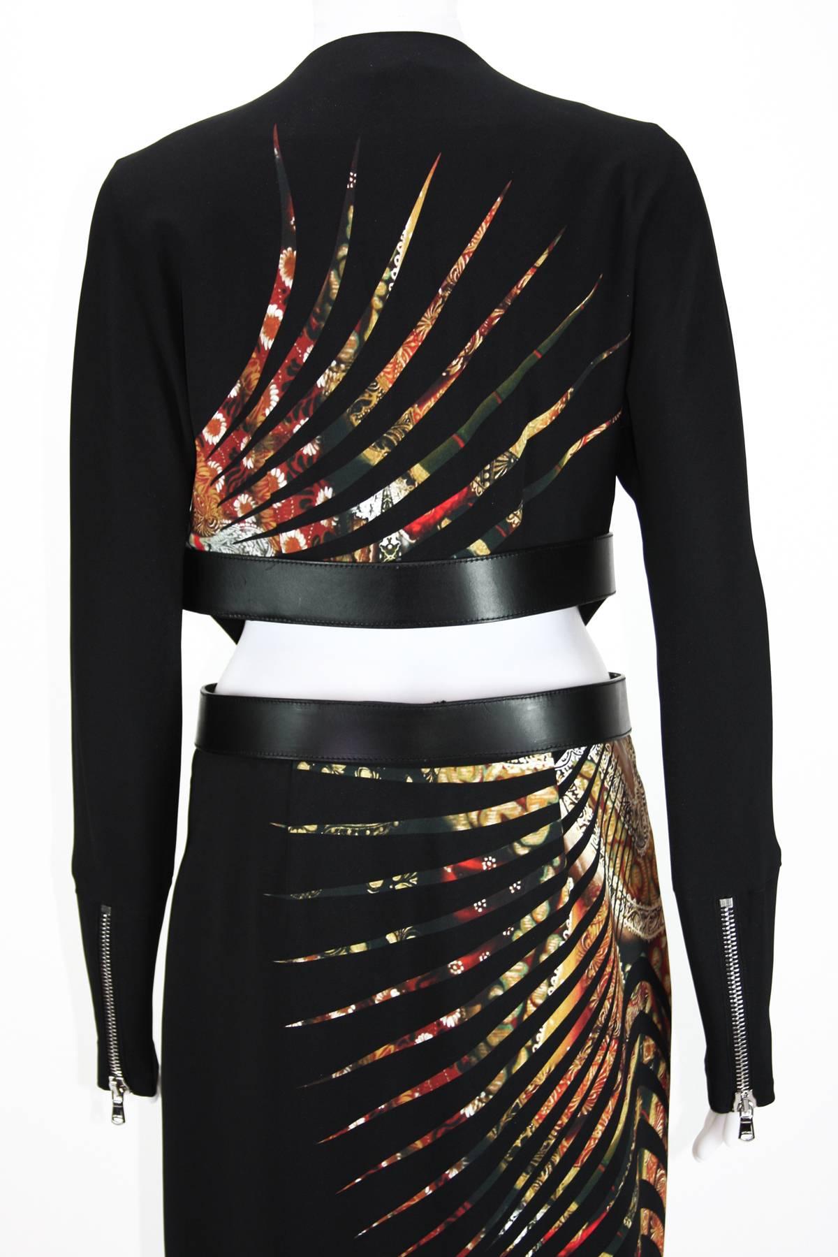 Black New Etro Runway Cut-Out Waist with Leather Belt Double Closure Dress It 42  US 6 For Sale