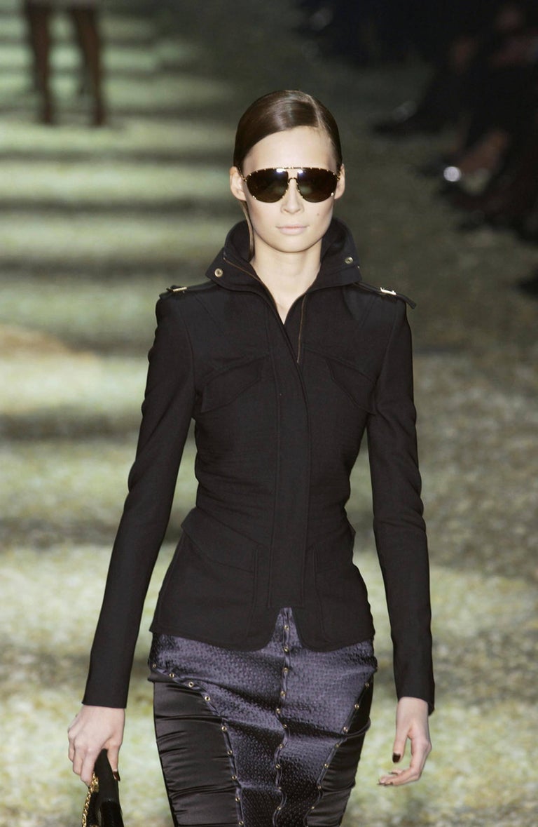 Tom Ford for Gucci F/W 2003 Runway Studded Silk Corset Black Skirt It ...