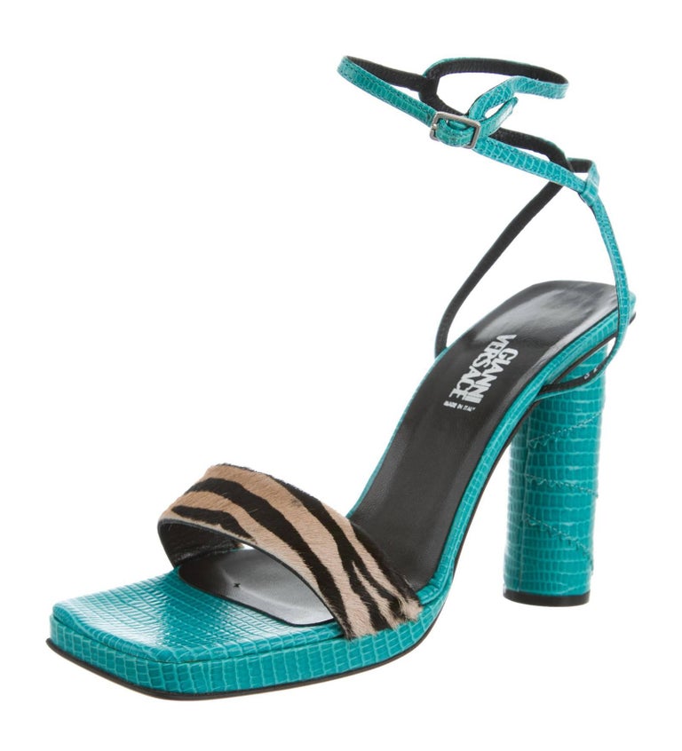 New Gianni Versace F/W 1999 Vintage Pony Hair Turquoise Snakeskin