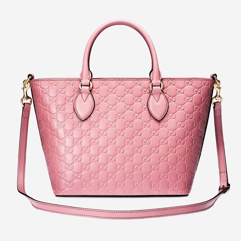 New Gucci Signature Candy Pink Top Handle Tote Bag For Sale at 1stdibs