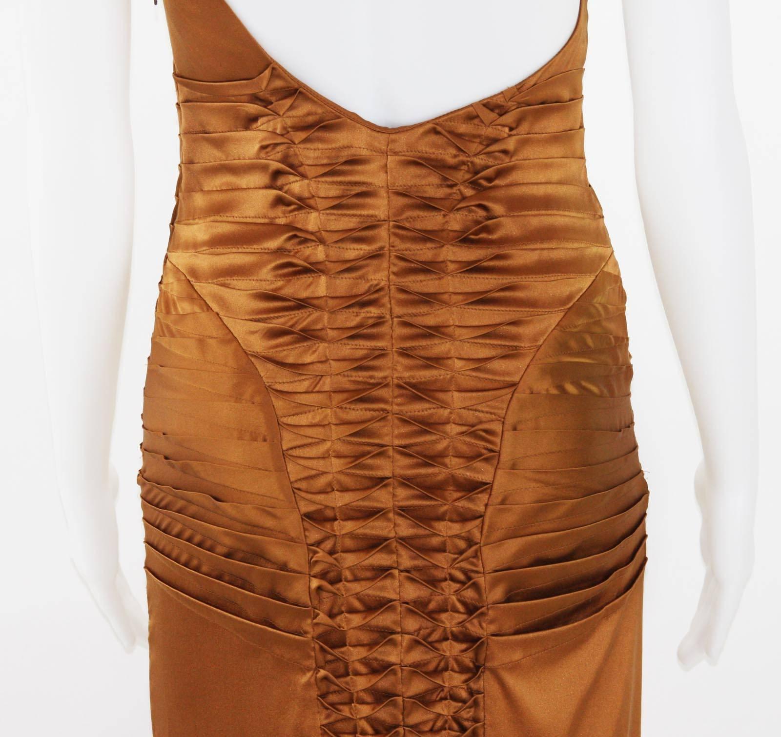 Tom Ford for Gucci 2003 Collection Silk Cooper Cocktail Dress 40 - US 4 For Sale 3
