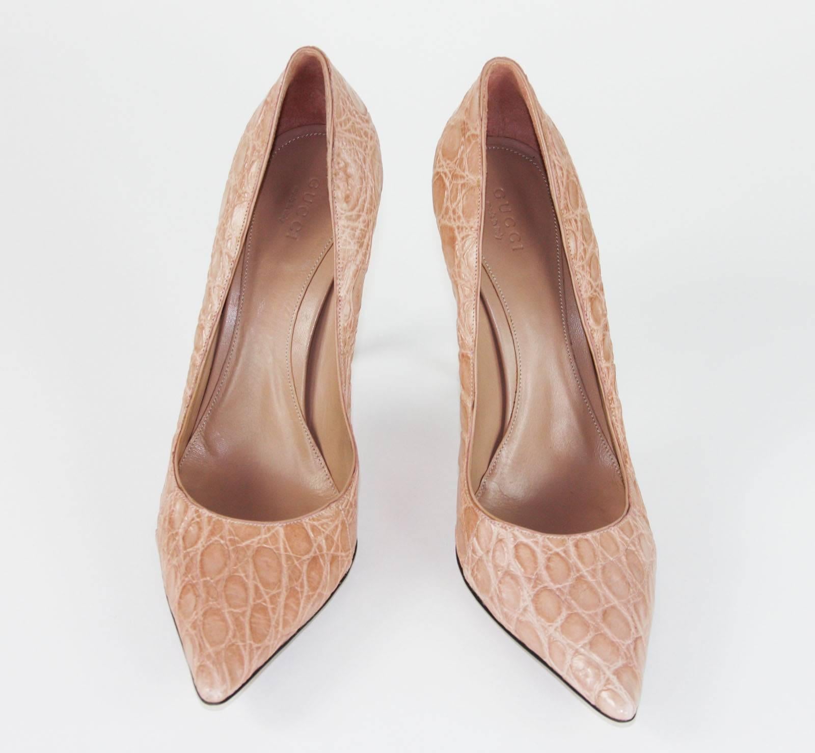 Chaussures à talons en crocodile couleur chair et bambou Tom Ford pour Gucci, collection 2004, 40 C, neuves Pour femmes en vente