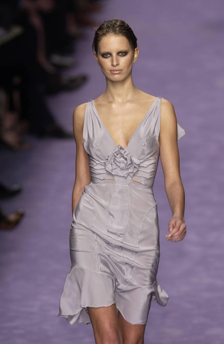 New Tom Ford for Yves Saint Laurent S/S 2003 Collection Silk Nude Lavender Dress In New Condition In Montgomery, TX