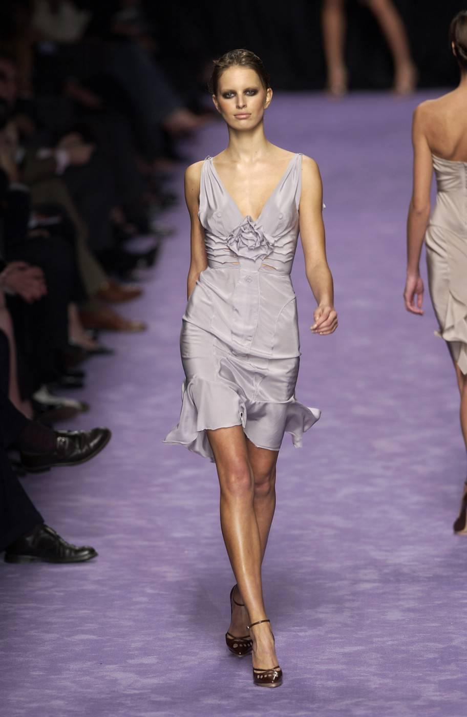 New Tom Ford for Yves Saint Laurent S/S 2003 Collection Silk Nude Lavender Dress 2