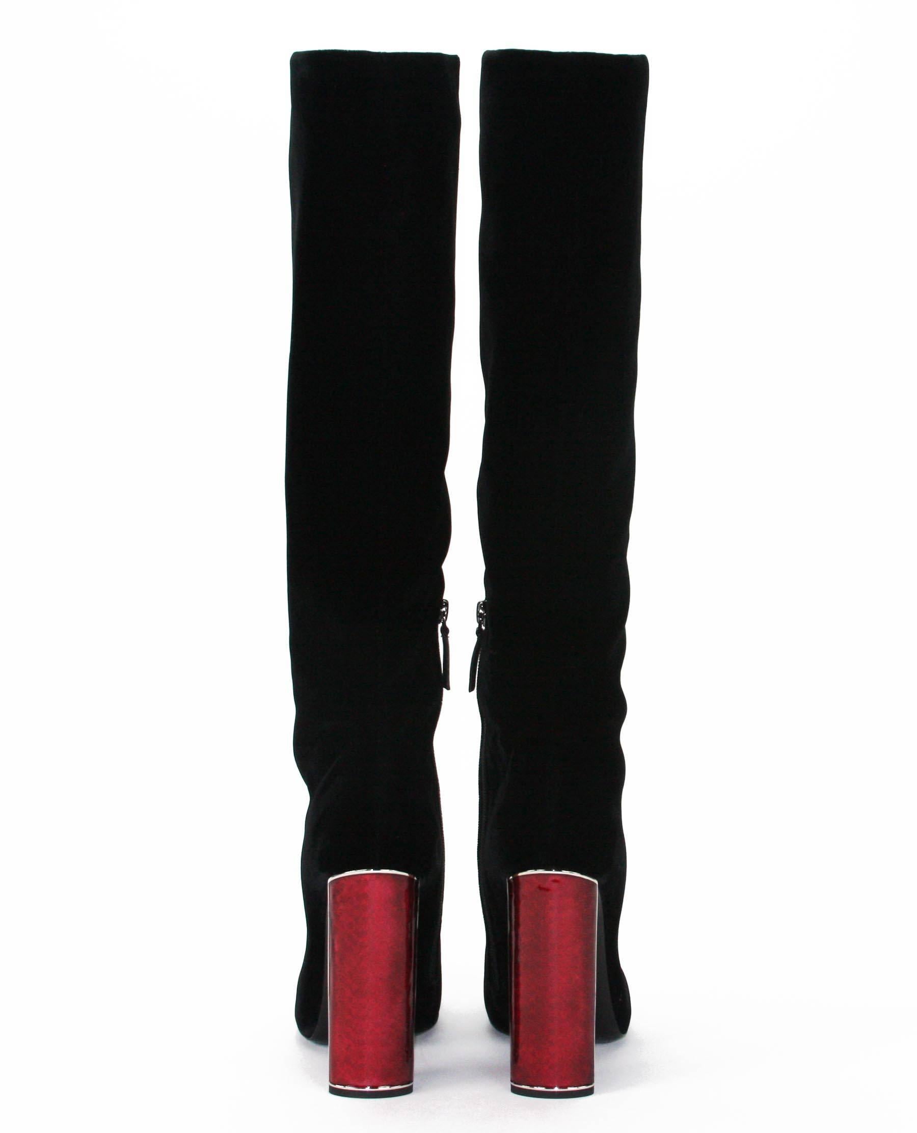 black and red heel boots