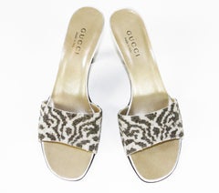 New Tom Ford for Gucci Beaded Animal Print Shoes Slides US 9 B - Eur. 39 B
