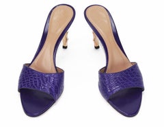 Tom Ford for Gucci Genuine Crocodile Purple Bamboo Heeled Shoes 6 B