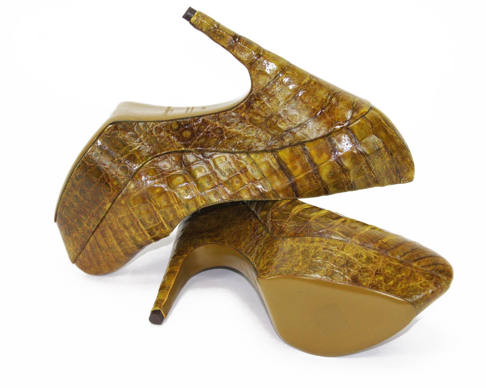 New Yves Saint Laurent Alligator Platform Shoes Pumps 39 - 9 1