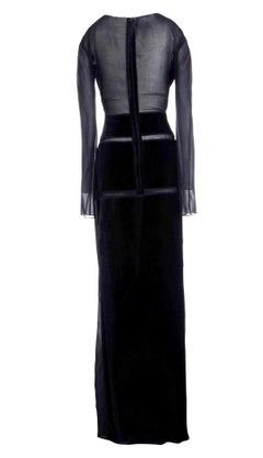 New Tom Ford Ad Campaign Black Velvet Sheer Cutout Dress Gown 42
