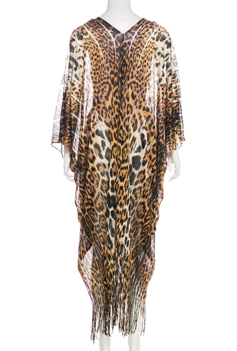 Tom Ford for Yves Saint Laurent Cheetah Silk Fringed Sexy Caftan, S / S ...