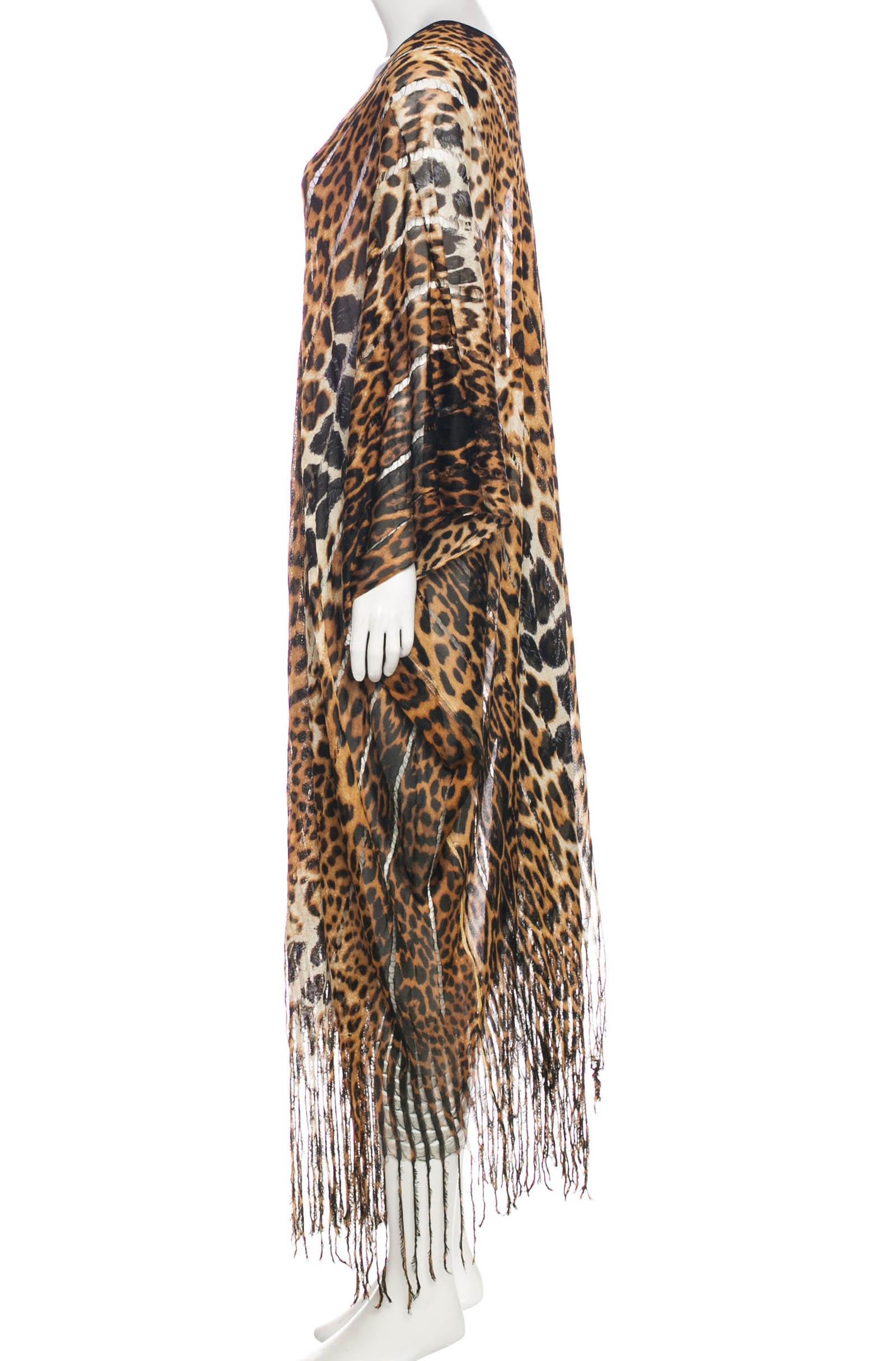 Brown Tom Ford for Yves Saint Laurent Cheetah Silk Fringed Sexy Caftan, S / S 2002 