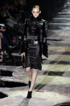 New Tom Ford for Gucci F/W 2004 Black Silk Pleated Skirt It 40 - US 4