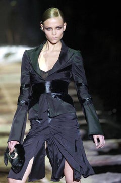 New Gucci by Tom Ford 2004 Collection Black Silk Taffeta Velvet Jacket It. 44