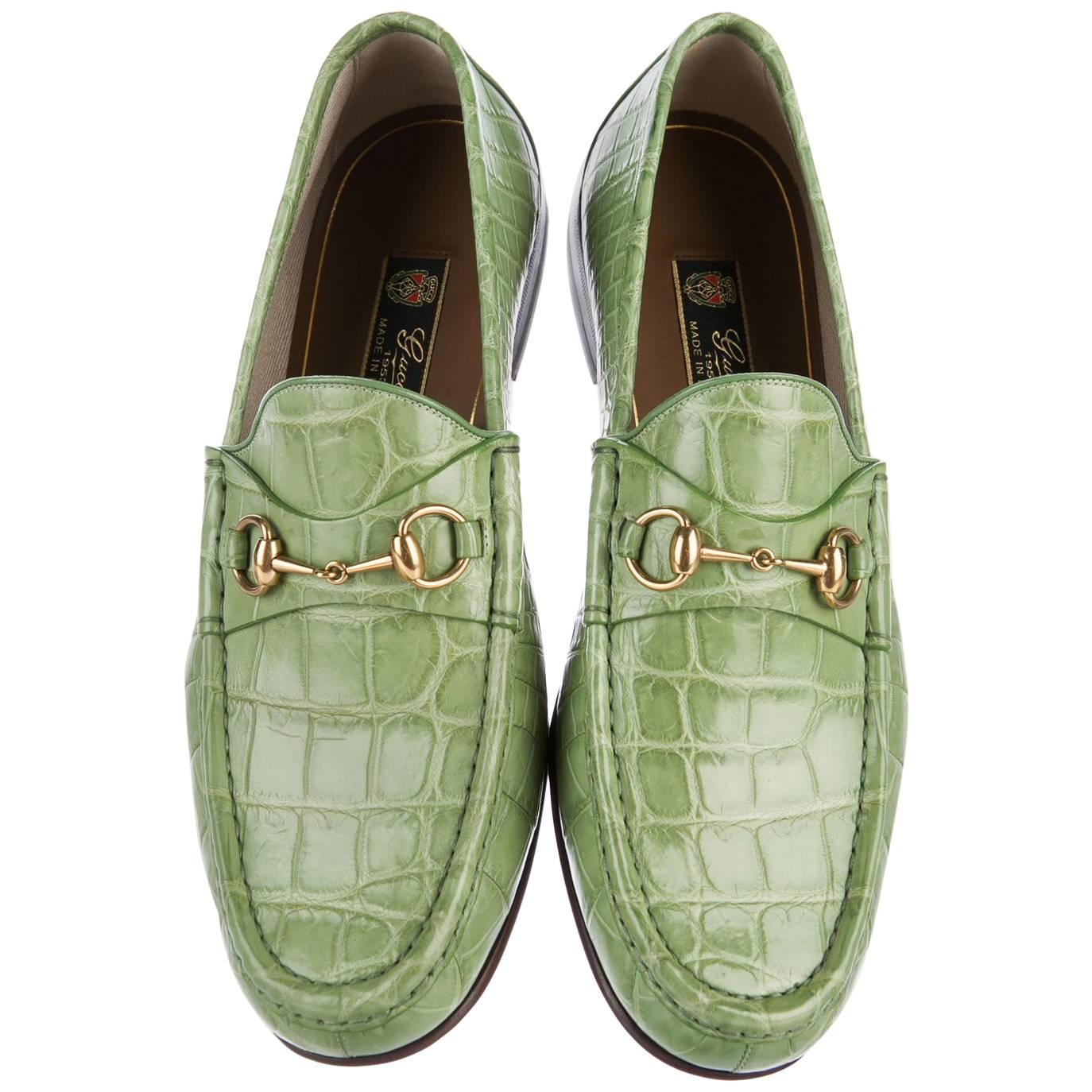 New Gucci Men's Horsebit Crocodile Countryside Loafers, 1953 