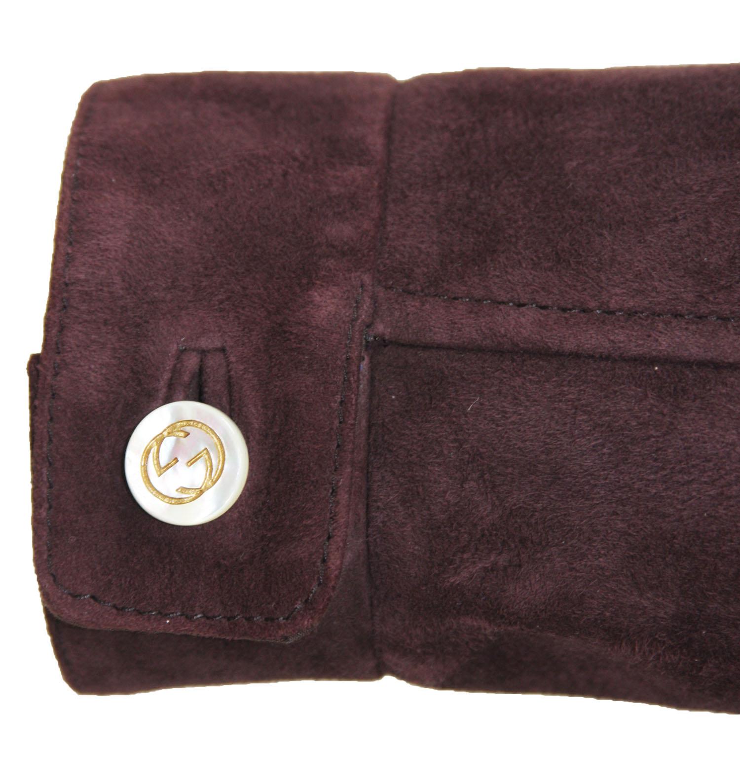 Black New Gucci Men's Goat Suede Brown / Plum Bomber Jacket It 58 - US 48