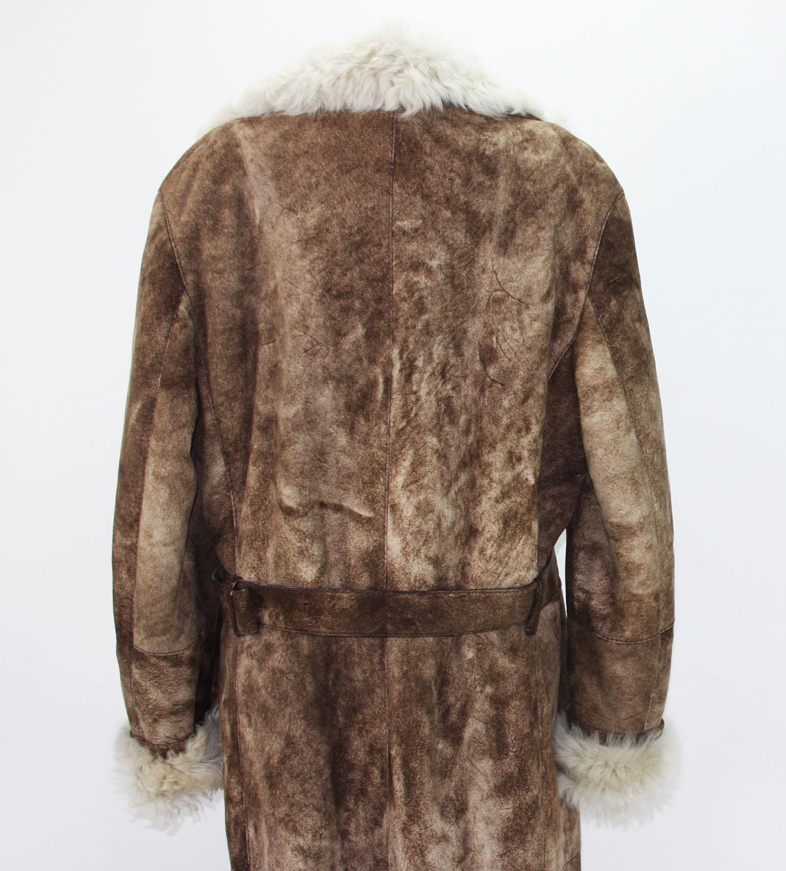 Tom Ford for Gucci Men's Brown Shearling Suede Long Winter Coat It.54 - US 44 2