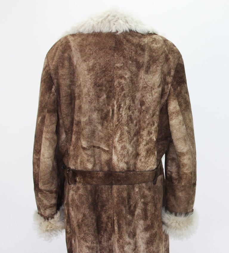 Tom Ford for Gucci Men's Brown Shearling Suede Long Winter Coat It.54 ...