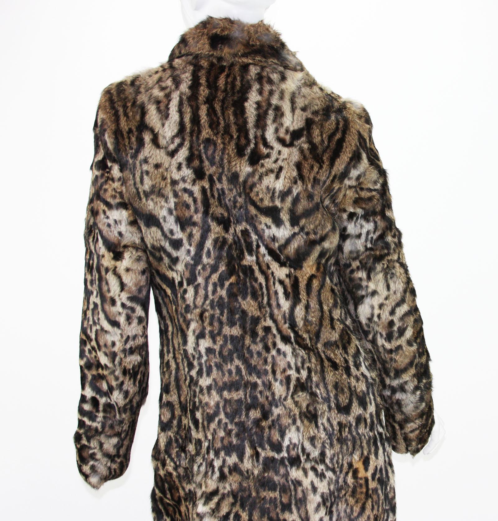 Women's New Roberto Cavalli Runway F/W 2016 Collection Fur Long Leopard Print Coat  42