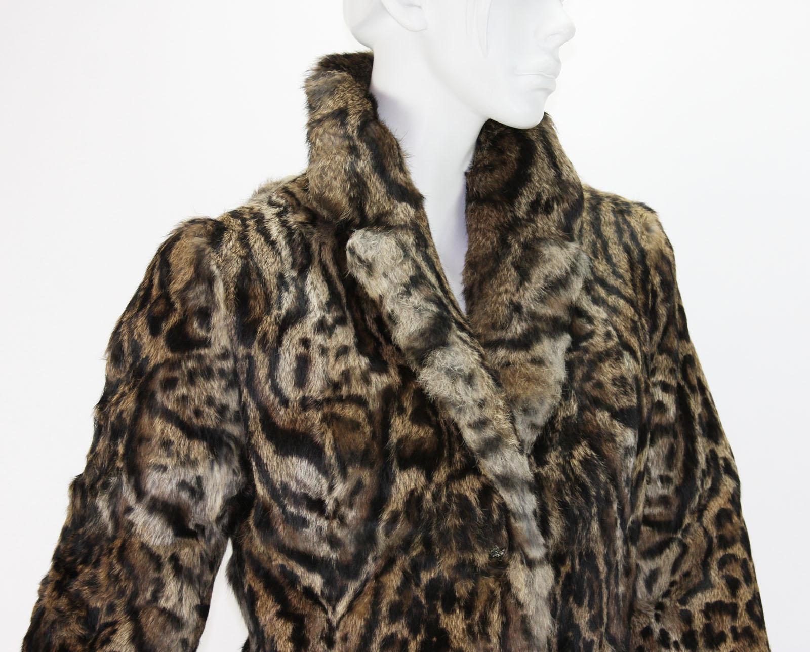 New Roberto Cavalli Runway F/W 2016 Collection Fur Long Leopard Print Coat  42 2