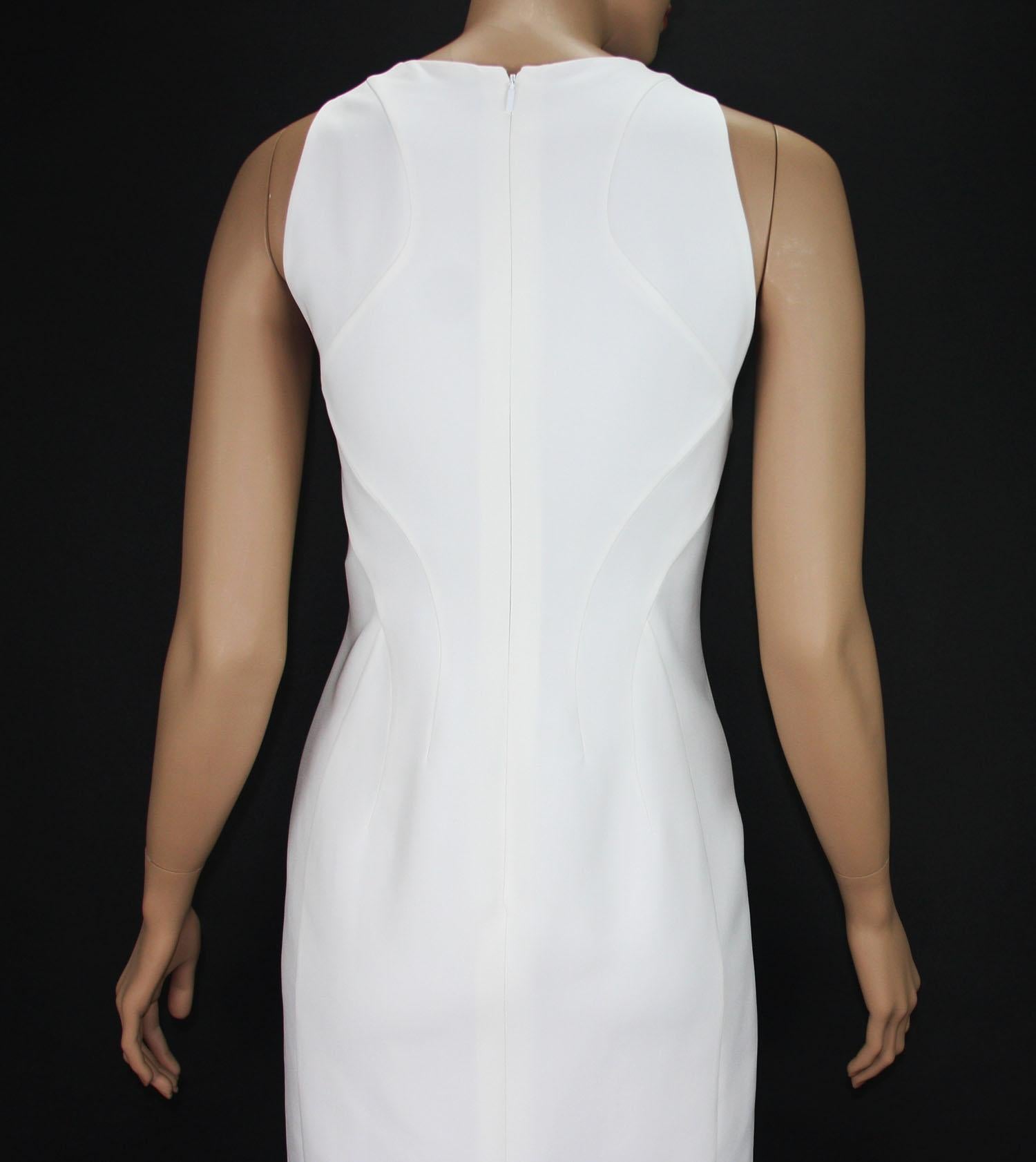 New Versace White Silk Cocktail Dress with Swarovski Crystals It 40 -US 6 In New Condition For Sale In Montgomery, TX