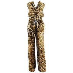 Neuer Yves Saint Laurent Jumpsuit aus Seide mit Leopardenmuster Fr. 40 US 8/10