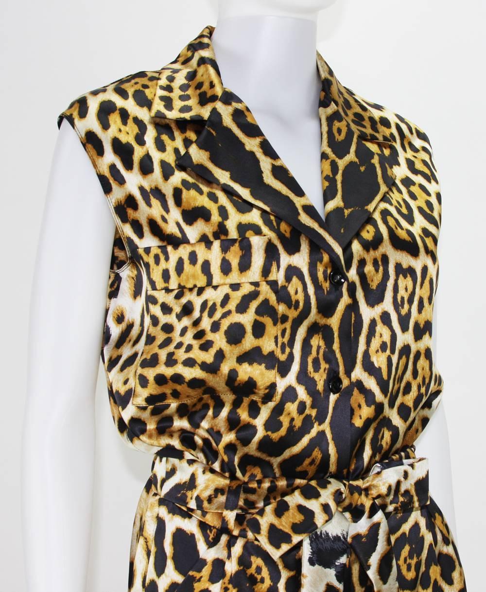 Neuer Yves Saint Laurent Jumpsuit aus Seide mit Leopardenmuster Fr. 40 US 8/10 im Angebot 2
