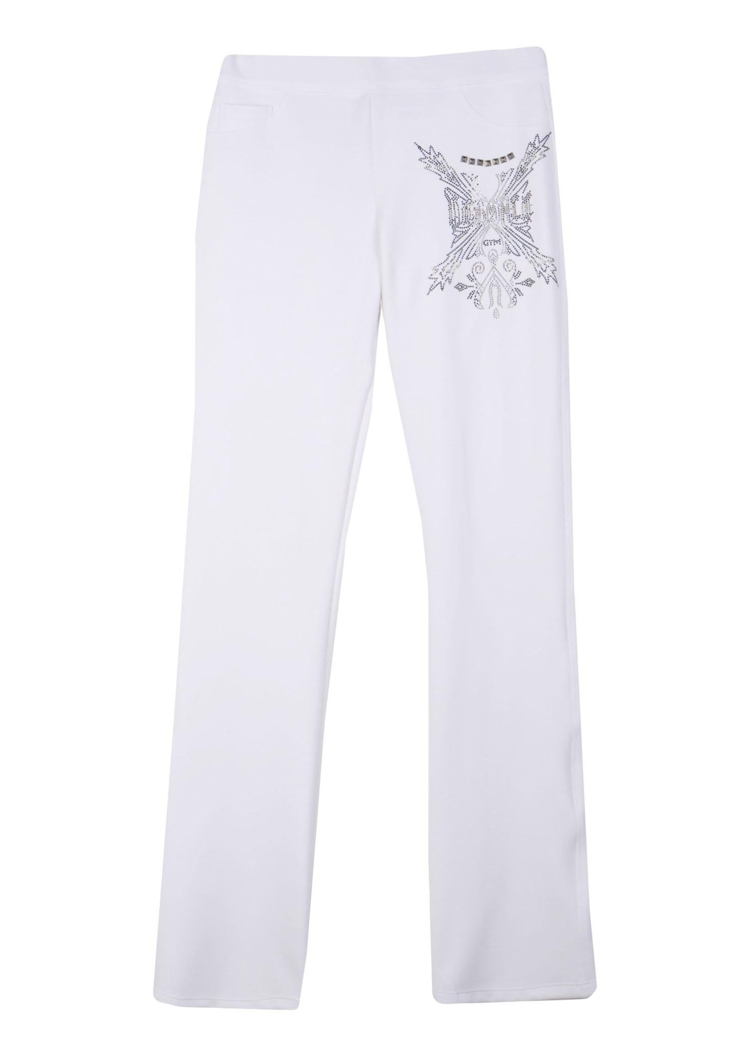 Versace, pantalon de sport blanc pour femme avec ornements en cristal, état neuf  US 6 et 8 en vente 4