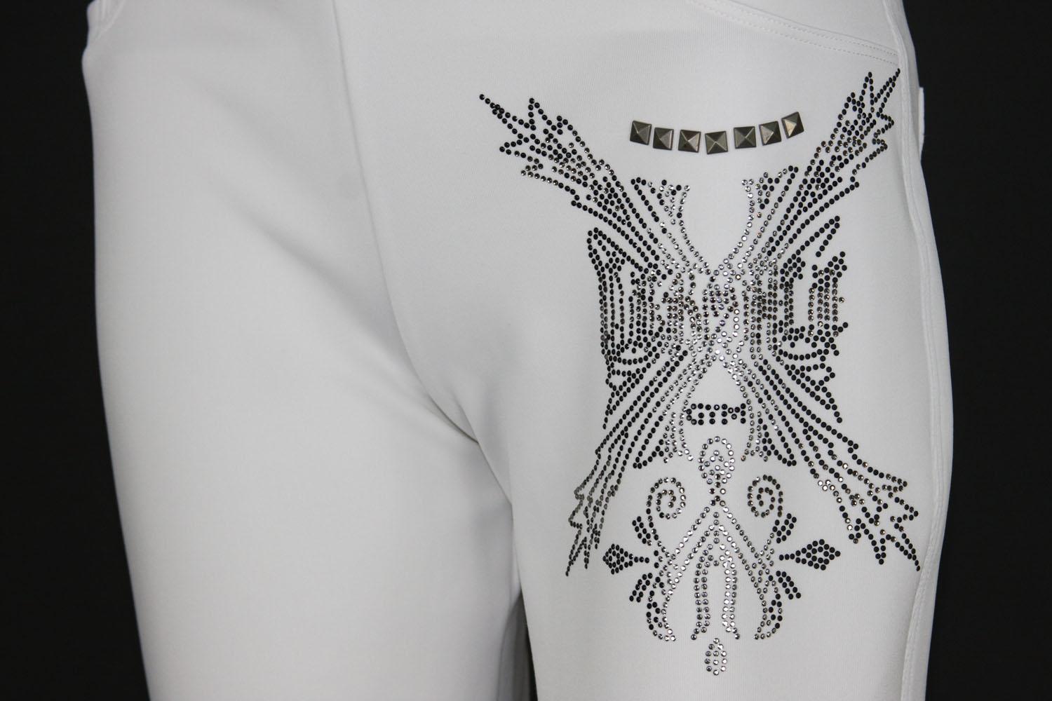 Versace, pantalon de sport blanc pour femme avec ornements en cristal, état neuf  US 6 et 8 en vente 6