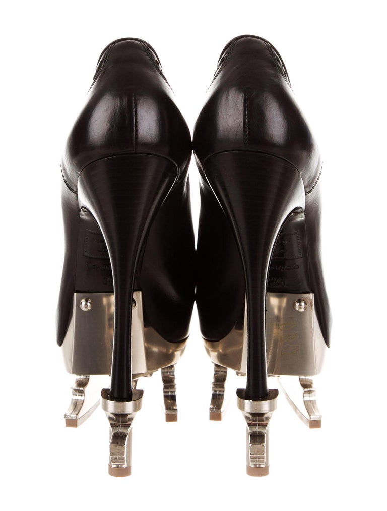 New DSQUARED2 *SKATE MOSS* Runway Ice Skate Black Ankle Leather Boots