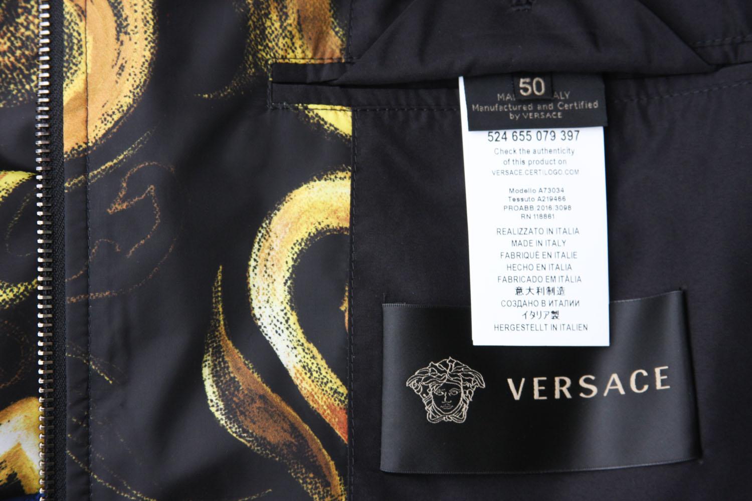 New Versace Men's Barocco Intante Hooded Jacket Windbreaker 50 - US 40 For Sale 3