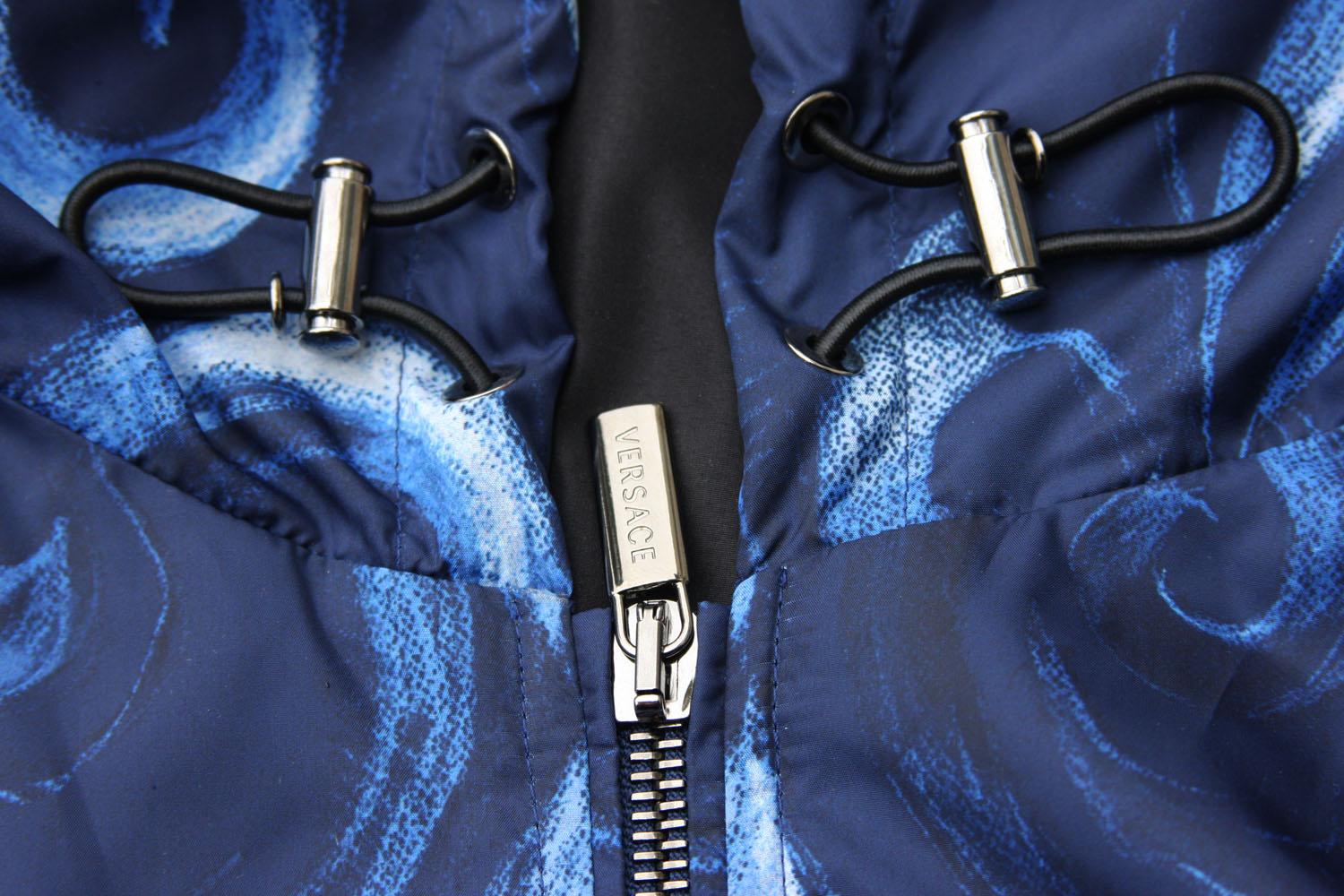 New Versace Men's Barocco Blue Black Windbreaker Jacket 52 - US 42 1