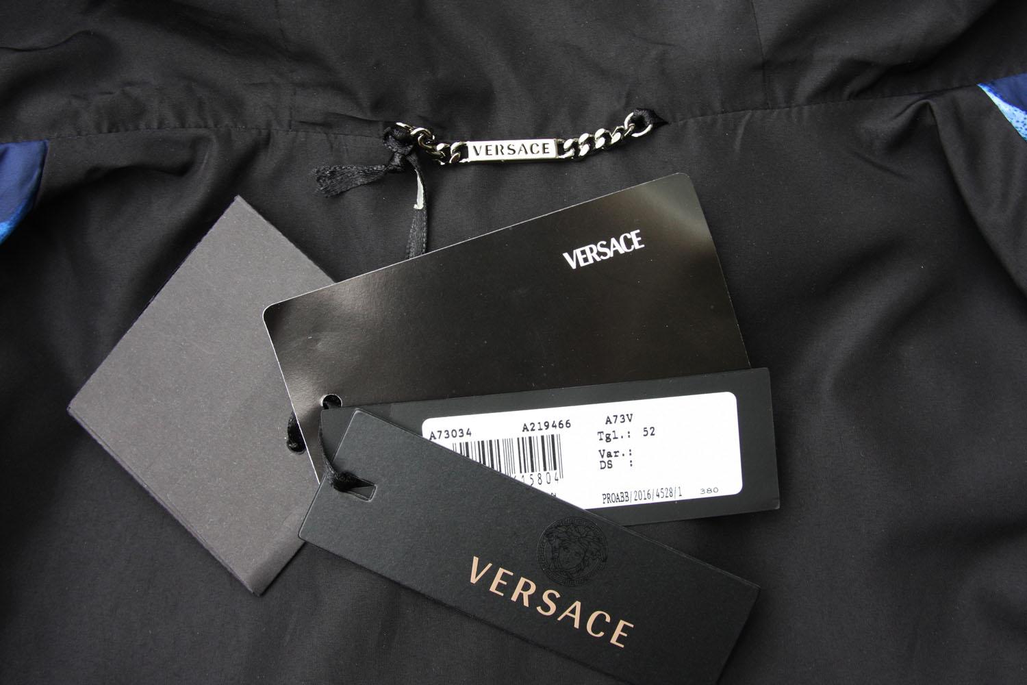 New Versace Men's Barocco Blue Black Windbreaker Jacket 52 - US 42 3