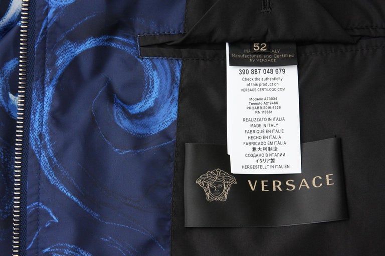 New Versace Men's Barocco Blue Black Windbreaker Jacket 52 - US 42 at ...