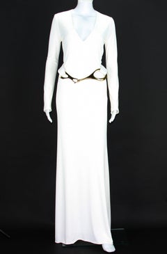 Museum Tom Ford for Gucci F/W 1996 Collection White Jersey Belted Dress Gown 38