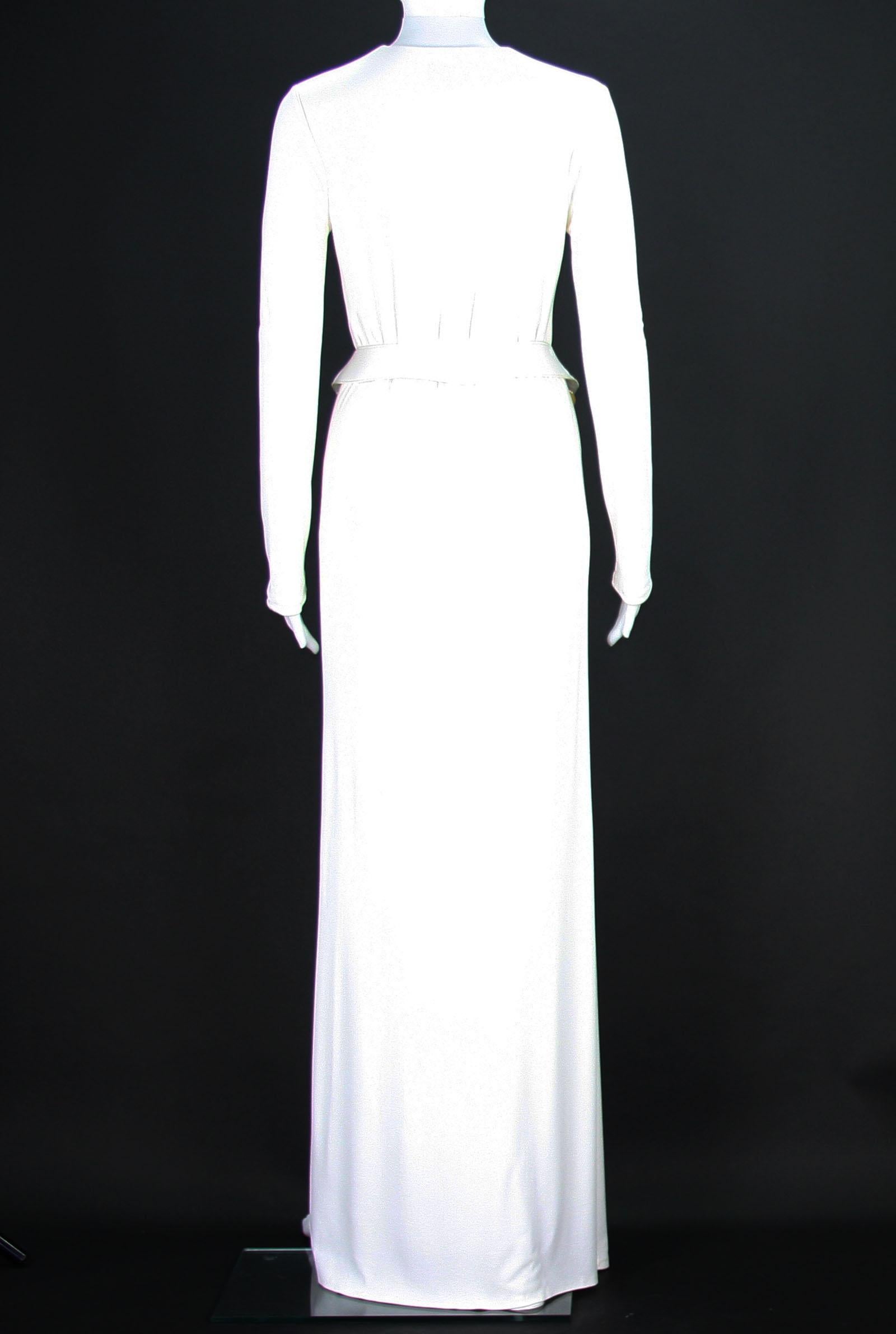 Museum Tom Ford for Gucci F/W 1996 Collection White Jersey Belted Dress Gown 38  In Excellent Condition In Montgomery, TX