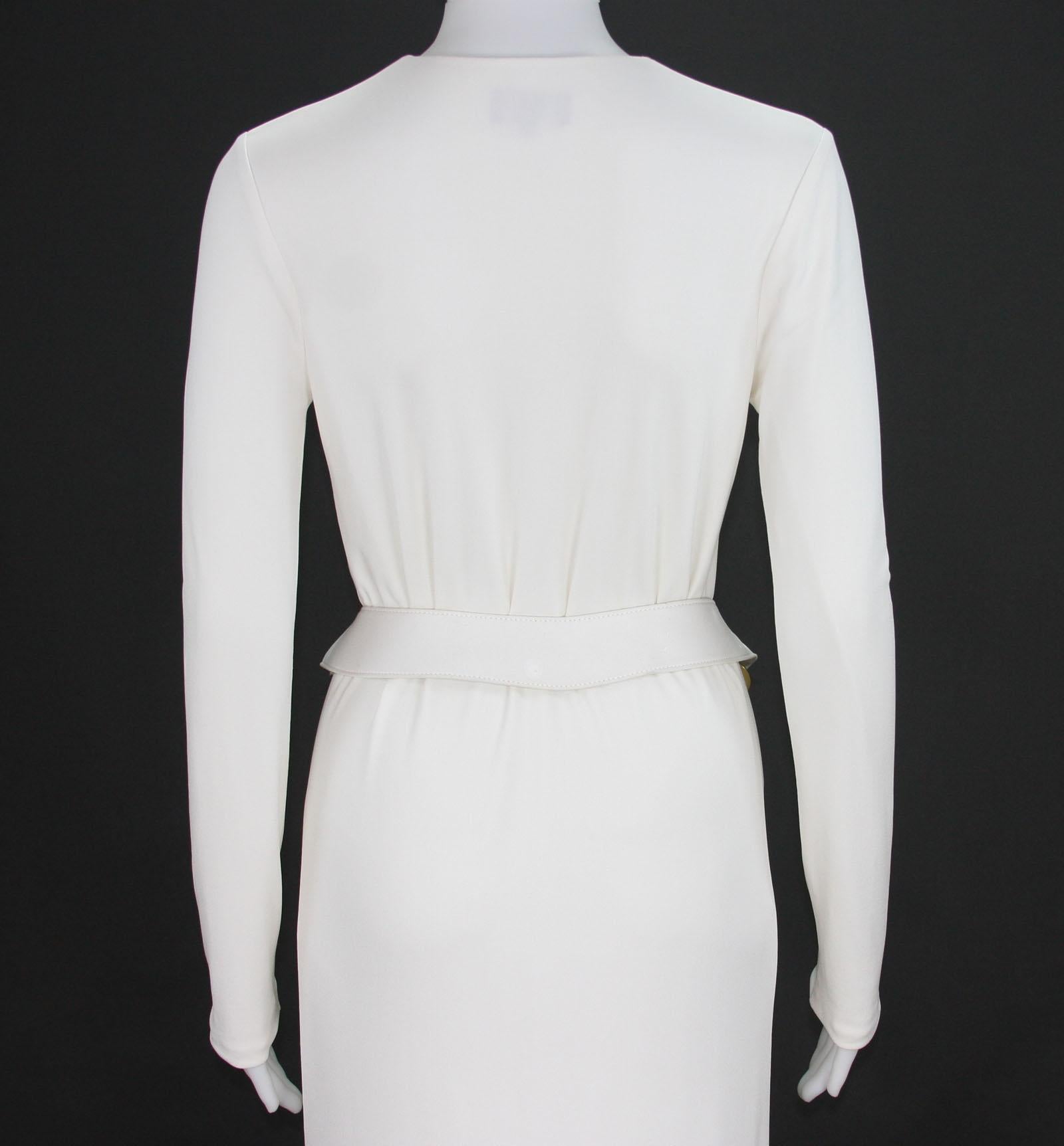 Museum Tom Ford for Gucci F/W 1996 Collection White Jersey Belted Dress Gown 38  2