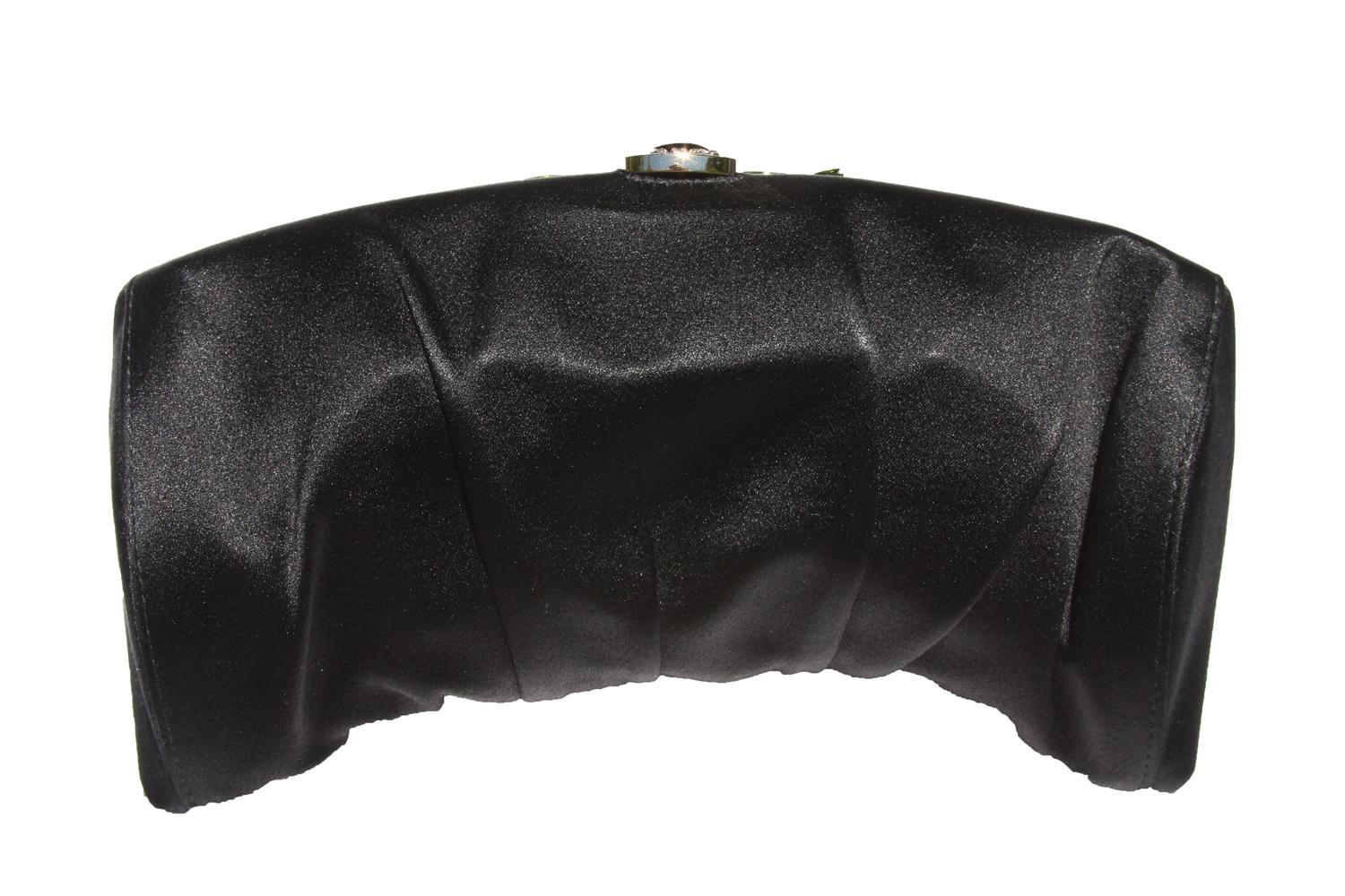 Black NWT Tom Ford for Yves Saint Laurent Satin Crystal Embellished Clutch S/S 2004  For Sale