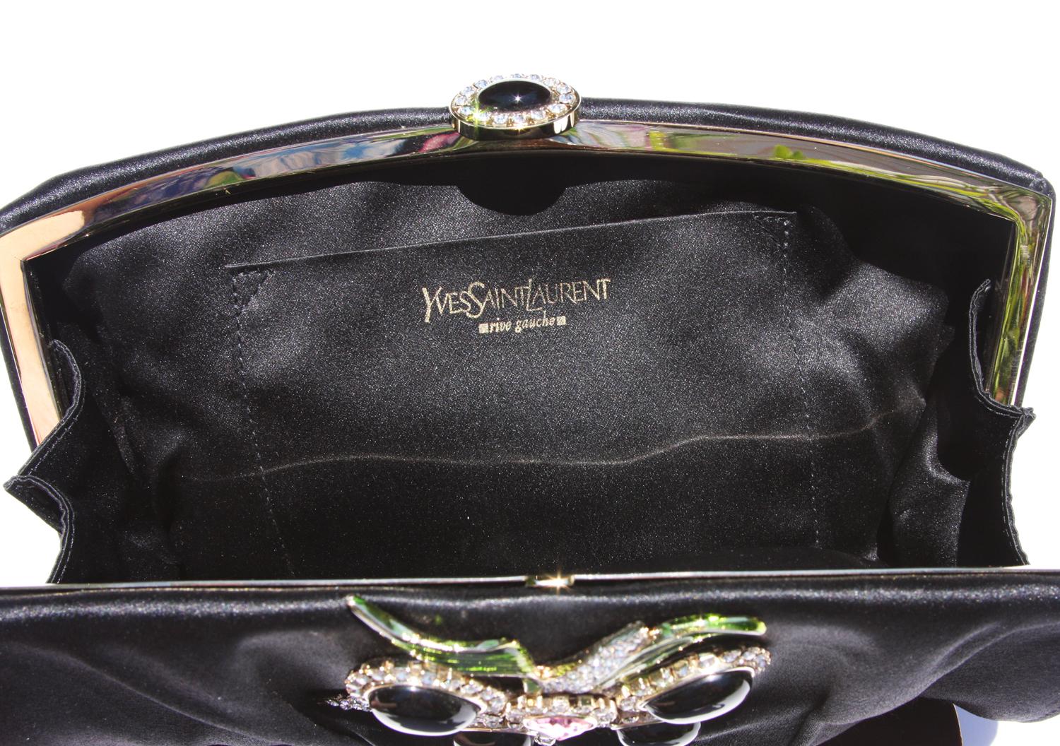 NWT Tom Ford for Yves Saint Laurent Satin Crystal Embellished Clutch S/S 2004  In New Condition For Sale In Montgomery, TX