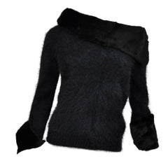 Tom Ford für Gucci 2001 Kollektion Schwarzer Pullover aus Angora und Nerzpelz M