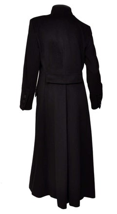Tom Ford for Yves Saint Laurent FW 2001 Black Wool Long Military Style Coat 38 6