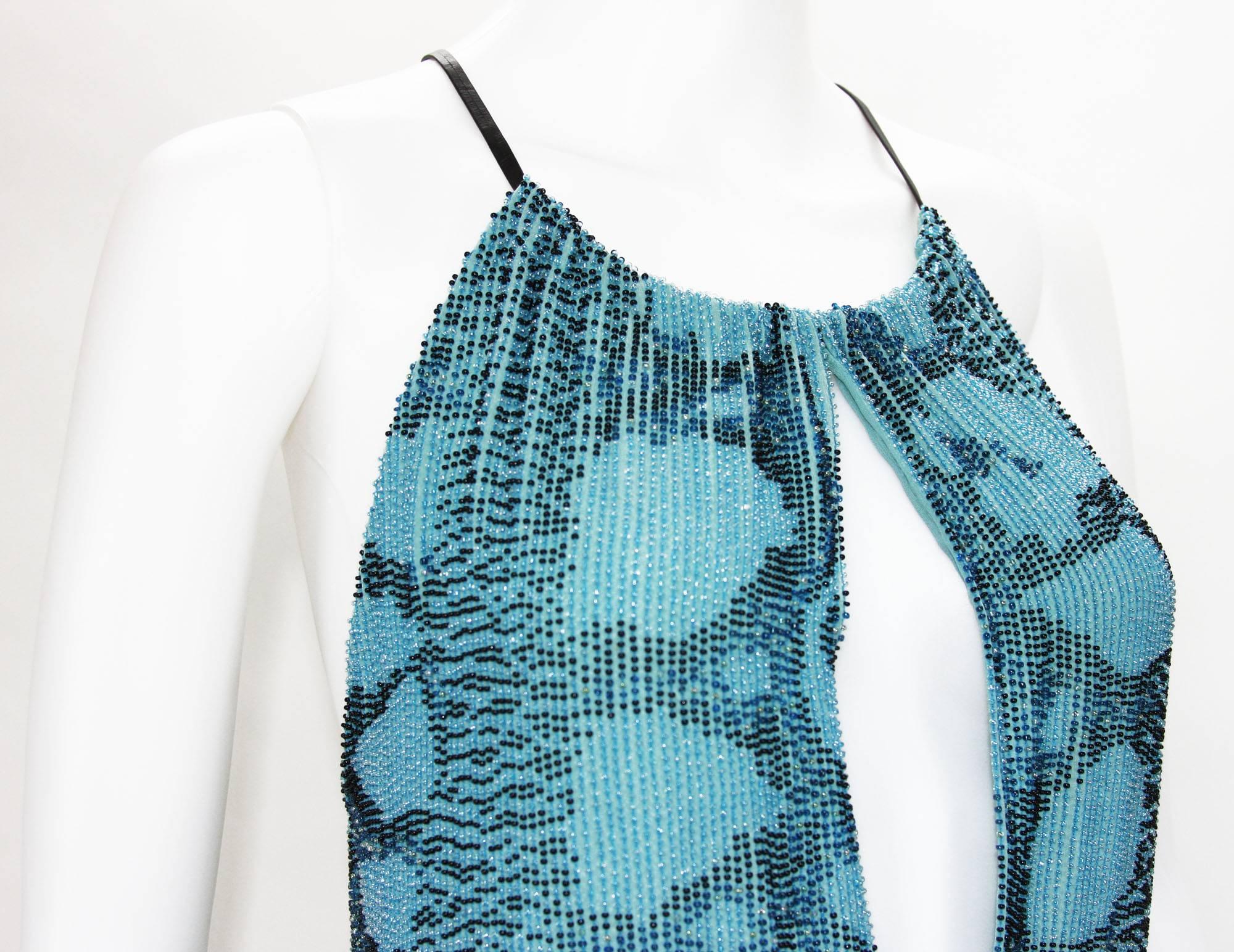 NWT Tom Ford for Gucci S/S 2000 Campaign Fully Beaded Snake Cocktail Dress 42 For Sale 1
